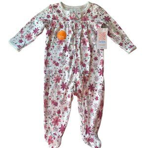 Just One You by Carter's Floral Footed Pajama Pink Toddler Size 6M Two Way Zip